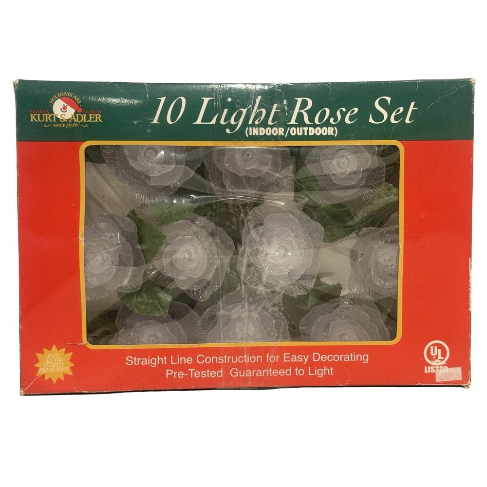 Kurt S. Adler 10 Light Rose Set String Lights Clear Indoor Outdoor